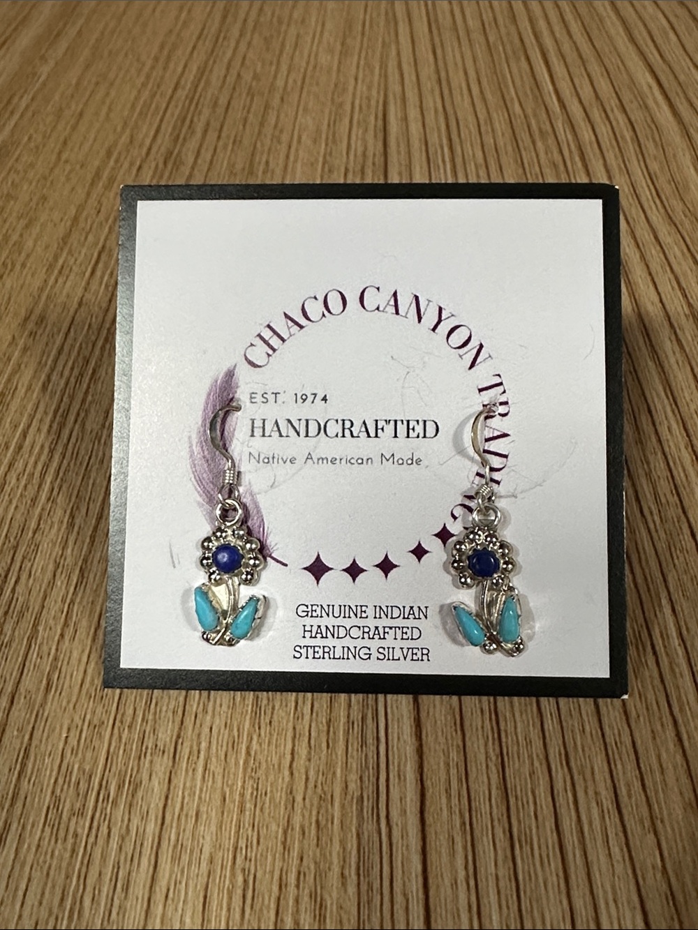 Chaco Canyon Handcrafted Sterling Silver Turquoise & Blue Stone Earrings